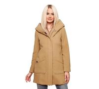 MARIKOO Damen Mantel Trenchcoat Wintermantel Übergangs Jacke Parka Lang B819 [B819-Maik-Camel-Gr.S]