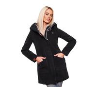 MARIKOO Damen Mantel Trenchcoat Wintermantel Übergangs Jacke Parka Lang B819 [B819-Maik-Dark-Navy-Gr.5XL]