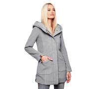 MARIKOO Damen Mantel Trenchcoat Wintermantel Übergangs Jacke Parka Lang B819 [B819-Maik-Hellgrau-Gr.S]