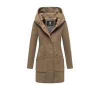 MARIKOO Damen Mantel Trenchcoat Wintermantel Übergangs Jacke Parka Lang B819 [B819-Maik-Stone-Brown-Gr.3XL]