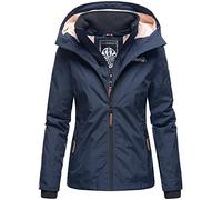 MARIKOO Damen Regen Jacke Outdoor Regenjacke Winterjacke Fleece Gefüttert Kapuze XS - XXL ERDBEERE (L, Navy)