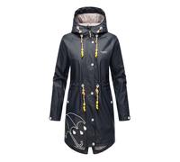 MARIKOO Damen Regenjacke mit Kapuze leicht gefüttert Regenmantel Wasserdicht B924 [B924-Dance-Navy-Gr.M]
