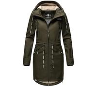 MARIKOO Damen Softshell Jacke Outdoor Funktionsjacke wasserabweisend mit warmen Teddyfleece B886 [B886 - Olive Größe S - Gr. 36]