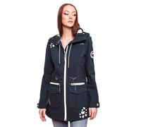 MARIKOO Damen Softshelljacke Funktions Outdoor Jacke wasserabweisend mit Kapuze B875 [B875-Navy-Gr.2XL]
