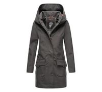 MARIKOO Damen Softshell Jacke lang Outdoor Mantel Parka wasserdicht mit Kapuze Mayleen Anthracite Gr. M