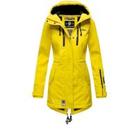 MARIKOO Damen Softshelljacke (XS-3XL) mit Kapuze - Wasserabweisend, Fleece innen, Tasche am Arm, Mantel, Warme Jacke Frauen B614 (XS, Gelb)