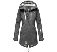 MARIKOO Damen Softshelljacke (XS-3XL) mit Kapuze - Wasserabweisend, Fleece innen, Tasche am Arm, Mantel, Warme Jacke Frauen B614 (XS, Anthrazit)