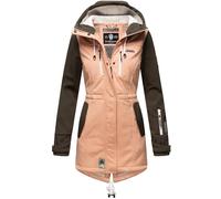 MARIKOO Damen Softshelljacke (XS-3XL) mit Kapuze - Wasserabweisend, Fleece innen, Tasche am Arm, Mantel, Warme Jacke Frauen B614 (XS, Rosa-Anthr.)