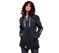 MARIKOO Damen Softshelljacke (XS-3XL) mit Kapuze - Wasserabweisend, Fleece innen, Tasche am Arm, Mantel, Warme Jacke Frauen B614 (XS, Navy)