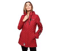 MARIKOO Damen Softshelljacke (XS-3XL) mit Kapuze - Wasserabweisend, Fleece innen, Tasche am Arm, Mantel, Warme Jacke Frauen B614 (S, Rot-Muster)