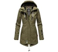 MARIKOO Damen Softshelljacke (XS-3XL) mit Kapuze - Wasserabweisend, Fleece innen, Tasche am Arm, Mantel, Warme Jacke Frauen B614 (S, Olive-wL)