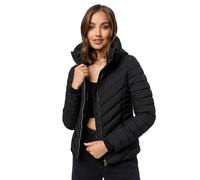 MARIKOO Damen Stepp Jacke gesteppte warme Übergangsjacke Kapuze B957 [B957-Kagom-Schwarz-Gr.S]