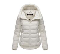 MARIKOO Damen Winterjacke (XS-XXL) - gesteppt, mit Kapuze, hochschließender Kragen - N098 - Offwhite Größe L - Gr.L