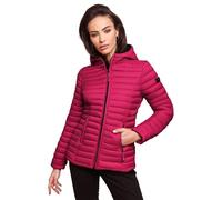 MARIKOO Damen Steppjacke Übergangsjacke gesteppte Jacke mit Kapuze Frühjahr Stepp B857 [B857-Asr-Fuchsia-Gr.S]