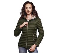 MARIKOO Damen Steppjacke Übergangsjacke gesteppte Jacke mit Kapuze Frühjahr Stepp B857 [B857-Asr-Olive-Gr.S]