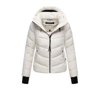 MARIKOO Damen Winterjacke (XS-XXL) - gesteppt mit gefütterter Kapuze - N114 - Offwhite Größe M - Gr.M