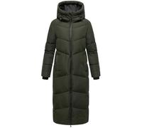 MARIKOO Damen Steppmantel Lang Stepp Wintermantel gefüttert Outdoor warm Winterjacke Parka Kapuze Firella XS - 6XL (DE/NL/SE/PL, Alphanumerisch, M, Regular, Regular, Dunkel Olive)