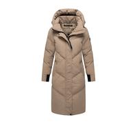Langer Winter Steppmantel mit abnehmbarer Kapuze "Teonaa 16" Taupe Grey M