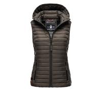 MARIKOO Damen Kapuzenweste für den Übergangs Weste mit Kapuze Steppweste B915 [B915-Hasenp-Anthrazit-Gr.S]