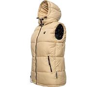 MARIKOO Damen Steppweste warm gefüttert mit abnehmbarer Kapuze Eisflöckchen Beige Gr. XL