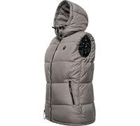 MARIKOO Damen Steppweste warm gefüttert mit abnehmbarer Kapuze Eisflöckchen Grey Gr. M