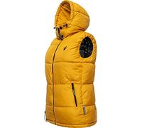 MARIKOO Damen Steppweste warm gefüttert mit abnehmbarer Kapuze Eisflöckchen Yellow Gr. M