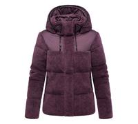 MARIKOO Damen Winterjacke (XS-XXL) - hochstehender und gefütterter Kragen, 4 Taschen, große Kapuze, Teddy-Puffer-Jacke, Warme Jacke Frauen - N030 (M, Aubergine)