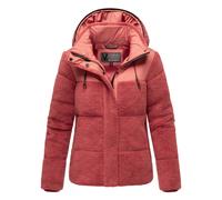 MARIKOO Damen Winterjacke (XS-XXL) - hochstehender und gefütterter Kragen, 4 Taschen, große Kapuze, Teddy-Puffer-Jacke, Warme Jacke Frauen - N030 (S, Rouge)