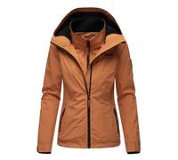 MARIKOO leicht gefütterte Damen Übergangsjacke kurz Outdoor-Jacke mit kuscheligem Fleece-Innenfutter und großer Kapuze Erdbeere Rusty Cinnamon Gr. S
