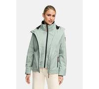 MARIKOO leicht gefütterte Damen Übergangsjacke kurze Sommerjacke mit kuscheligem Fleece-Innenfutter und großer Kapuze Erdbeere Smokey Mint Gr. XL