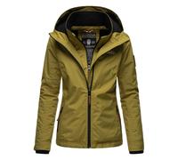 MARIKOO leicht gefütterte Damen Übergangsjacke kurze Sommerjacke mit kuscheligem Fleece-Innenfutter und großer Kapuze Erdbeere Moss Green Gr. XS