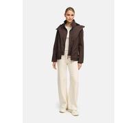 MARIKOO leicht gefütterte Damen Übergangsjacke kurze Sommerjacke mit kuscheligem Fleece-Innenfutter und großer Kapuze Erdbeere Dark Choco Gr. XS