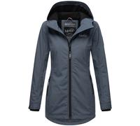 MARIKOO Übergangsjacke Damen (XS-XXL) - Atmungsaktiv, Innen Samtweicher Stoff, Kapuze, Winddicht - leichte Jacke lang - Stehkragen, 3 Taschen, verlängerter Zipper - Dus Blue XS