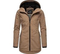 MARIKOO Damen Übergangsjacke leichte Jacke mit Kapuze Honigbeere Taupe Gr. XXL