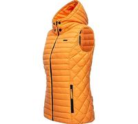 MARIKOO Damen Übergangsjacke leichte Steppweste mit abnehmbarer Kapuze Hasenpfote Apricot Sorbet Gr. M