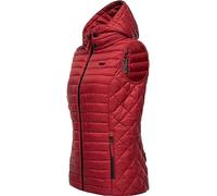 MARIKOO Damen Übergangsjacke leichte Steppweste mit abnehmbarer Kapuze Hasenpfote Dark Red Gr. XS