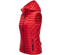 MARIKOO Damen Übergangsjacke leichte Steppweste mit abnehmbarer Kapuze Hasenpfote Red Gr. XS