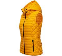 MARIKOO Damen Übergangsjacke leichte Steppweste mit abnehmbarer Kapuze Hasenpfote Yellow Gr. L