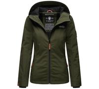 Marikoo Damen Übergangsjacke leichte wind- und wasserabweisende Jacke mit Kapuze Olive M