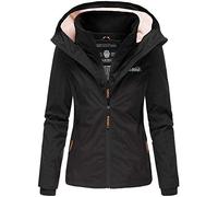 MARIKOO Damen Übergangsjacke Outdoor Regenjacke Fleece Jacke Gefüttert Kapuze XS - XXL ERDBEERE (M, Schwarz)