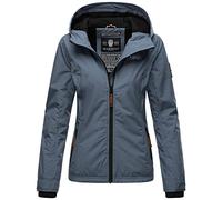 MARIKOO Damen Übergangsjacke Outdoor Windbreaker Regenjacke Fleece Jacke Gefüttert Kapuze XS - XXL BROMBEERE (DE/NL/SE/PL, Alphanumerisch, XS, Regular, Regular, Dusty Blue)