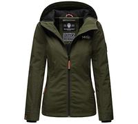 MARIKOO Damen Übergangsjacke Outdoor Windbreaker Regenjacke Fleece Jacke Gefüttert Kapuze XS - XXL BROMBEERE (DE/NL/SE/PL, Alphanumerisch, XS, Regular, Regular, Olive)