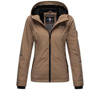 MARIKOO Damen Übergangsjacke Outdoor Windbreaker Regenjacke Fleece Jacke Gefüttert Kapuze XS - XXL BROMBEERE (DE/NL/SE/PL, Alphanumerisch, XXL, Regular, Regular, Taupe)
