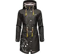 MARIKOO Damen Übergangsjacke Regenmantel wasserdicht lang warm gefüttert mit Kapuze Dancing Umbrella Black Gr. M