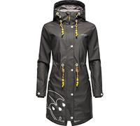 MARIKOO Damen Übergangsjacke Regenmantel wasserdicht lang warm gefüttert mit Kapuze Dancing Umbrella Anthracite Gr. M