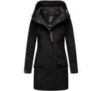 MARIKOO Damen Softshell Jacke lang Outdoor Mantel Parka wasserdicht mit Kapuze Mayleen Black Gr. S