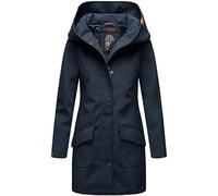 MARIKOO Damen Softshell Jacke lang Outdoor Mantel Parka wasserdicht mit Kapuze Mayleen Blue Gr. M