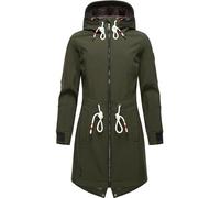 MARIKOO Damen Übergangsjacke Softshellmantel mit Kapuze Mount Furnica Dark Olive Gr. S