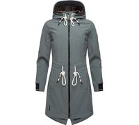 MARIKOO Damen Übergangsjacke Softshellmantel mit Kapuze Mount Furnica Stormy Blue Gr. XL