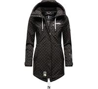 MARIKOO Damen Übergangsjacke Softshellmantel mit Kapuze Zimtzicke Black Dots Gr. S